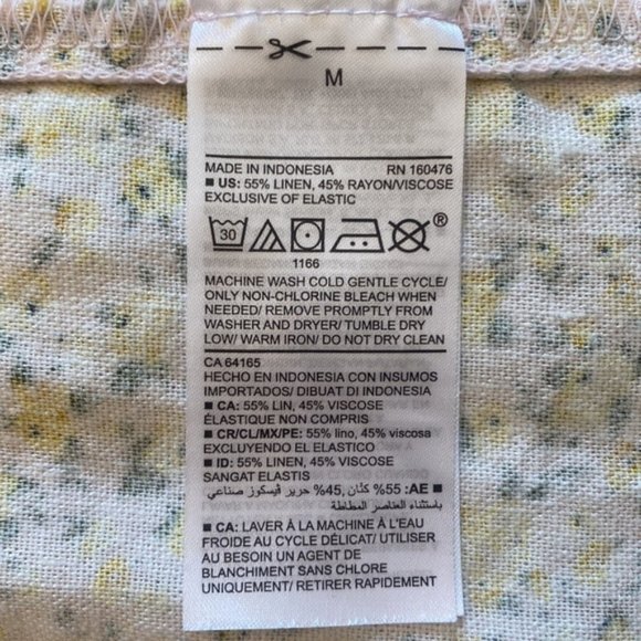 Old Navy Yellow Pink Floral Linen Dress Size M - Picture 4 of 4